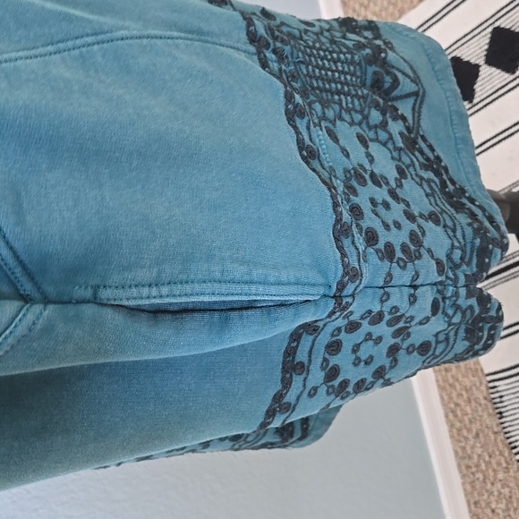 Daily Practice Anthropologie Blaine Embroidered Hoodie Mini Dress Green MEDIUM - Picture 9 of 14